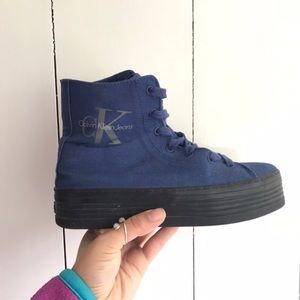 Calvin Klein Navy Blue Platform High Top Sneakers